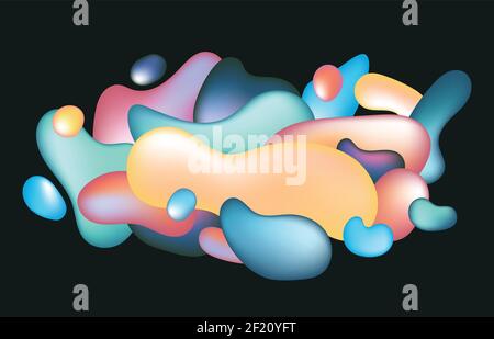Abstract colorful fluid 3d shape pattern style template. Overlapping with header design background. illustration vector Stock Vector