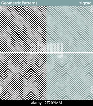 Four seamless patterns with geometric motifs. Stock Vector
