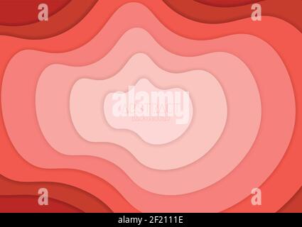 Abstract living coral color design wavy pattern decorative style header template. Overlapping with shadow style background. illustration vector Stock Vector