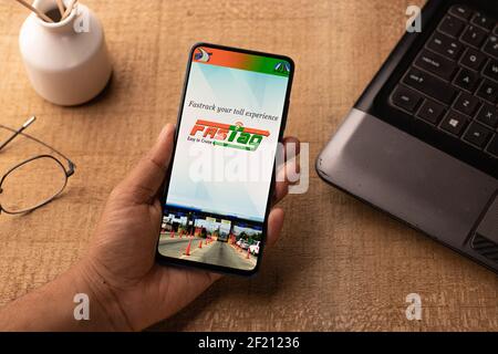 Assam, india - March 10, 2021 : FASTag logo on phone screen stock image.  Stock Photo | Adobe Stock