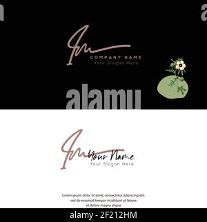 I M IM Initial letter handwriting and signature logo. Beauty vector initial logo .Fashion, boutique, floral and botanical Stock Vector