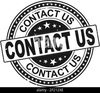 contact us round grunge black stamp on white Stock Vector