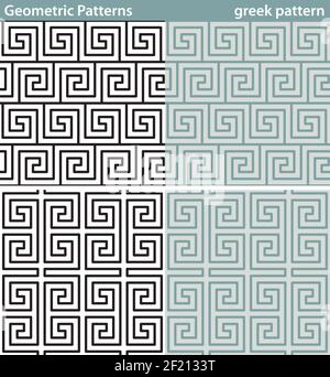 Four seamless patterns with geometric motifs. Stock Vector