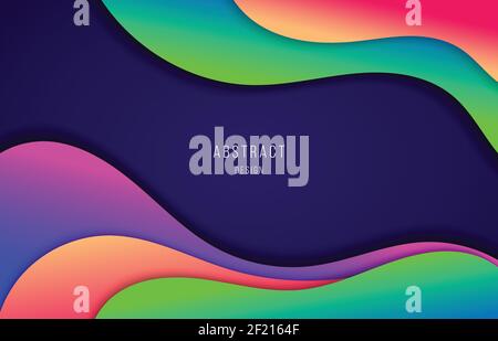 Abstract gradient colors design of fluid template style artwork. Movement style of wavy pattern background. illustration vector Stock Vector