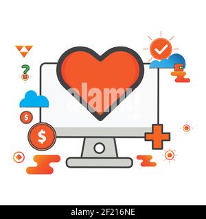 love illustration. computer illustration. Flat vector icon. can use for, icon design element,ui, web, app. Stock Photo