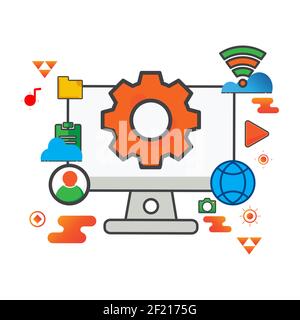 setting illustration. computer illustration. Flat vector icon. can use for, icon design element,ui, web, app. Stock Photo