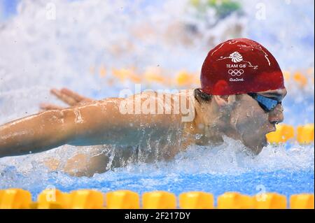 James Guy (GBR) competes on Men's 100 m Butterfly during the Olympic Games RIO 2016, Swimming, on August 11, 2016, in Rio, Brazil - Photo Stephane Kempinaire / KMSP / DPPI Stock Photo