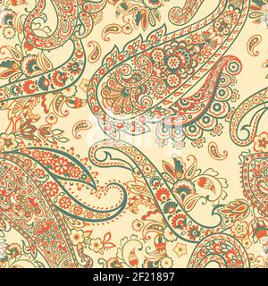 Paisley Floral oriental ethnic Pattern. Seamless Vector Ornament. Ornamental motifs of the Indian fabric patterns Stock Vector
