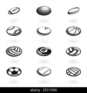 Sport balls isometric perspective symbols Stock Vector