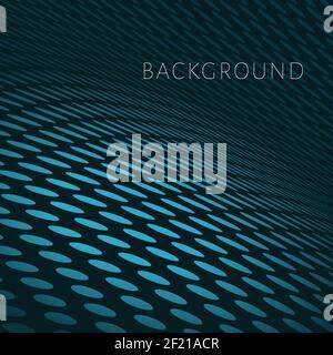 Blue spotted wavy background. Dots that makes a curved surface. Vector backdrop with copy space. Stock Vector