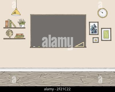 Classroom graphic color school interior sketch illustration vector Stock Vector