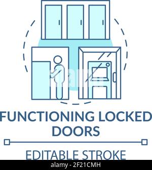 Functioning locked door concept icon Stock Vector