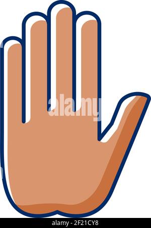 Stop gesture RGB color icon Stock Vector
