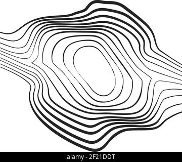 Black curved lines that makes a smooth organic pattern. Abstract rounded shape. Modern vector background. Stock Vector