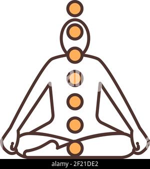 In-body chakras RGB color icon Stock Vector