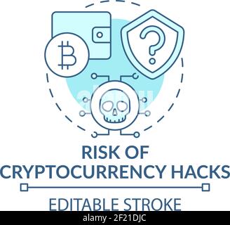 Risk of cryptocurrency hacks concept icon Stock Vector