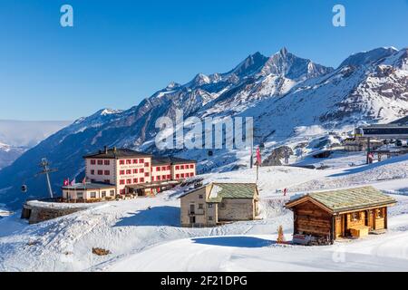 Hotel and restaurant Riffelhaus, Zermatt, Valais, Switzerland Stock Photo