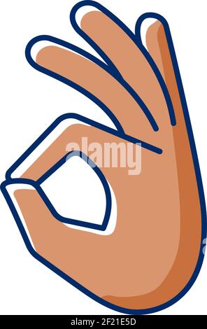 Okay gesture RGB color icon Stock Vector