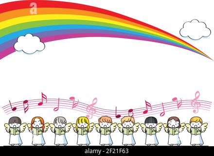 vector Vector illustration cartoon angel frame background Stock Vector