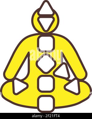 Energy centers in body activation RGB color icon Stock Vector
