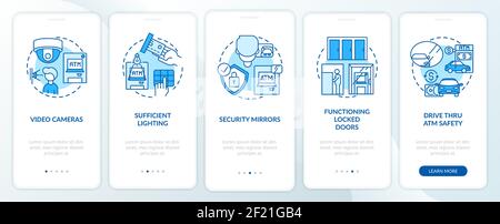 ATM safety tips onboarding mobile app page screen with concepts Stock Vector