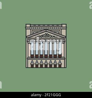 New York Stock Exchange building on Wall Street front view vector illustration for Black Thursday on October 24. Stock Vector