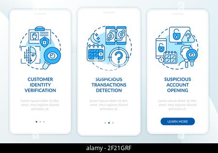 Banking security measures onboarding mobile app page screen with concepts Stock Vector