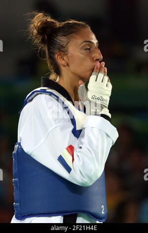 Disappointment of France s Yasmina Aziez Taekwondo Women -49kg after losing her Bronze medal match against Patimat Abakarova (AZE) during the Olympic Games RIO 2016, Taekwondo, on August 17, 2016, in Rio, Brazil - Photo Eddy Lemaistre / KMSP / DPPI Stock Photo
