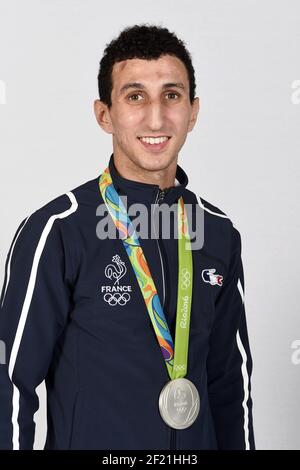 French silver medalist in Boxing 60 kg Sofiane Oumiha poses at club France, during the Olympic Games RIO 2016, on August 17, 2016, in Rio, Brazil - Photo Philippe Millereau / KMSP / DPPI Stock Photo