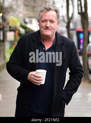 London, UK. 10th Mar, 2021. Former Good Mooring Britain host PIERS MORGAN returns to his London home the morning after resigning over comments he made about The Duchess of Sussex, Meghan Markle. Photo credit: Ben Cawthra/Sipa USA **NO UK SALES** Credit: Sipa USA/Alamy Live News Stock Photo