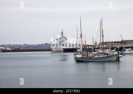 Various boats in Falmouth Harbour Cornwall, UK Stock Photo