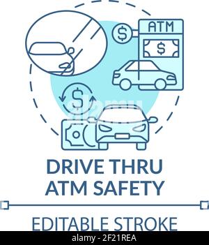 Drive thru ATM safety concept icon Stock Vector