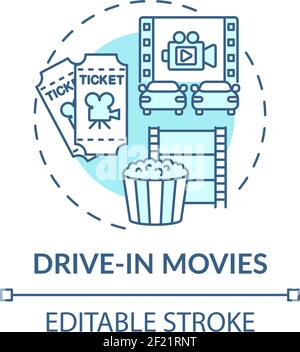 Drive in movies concept icon Stock Vector