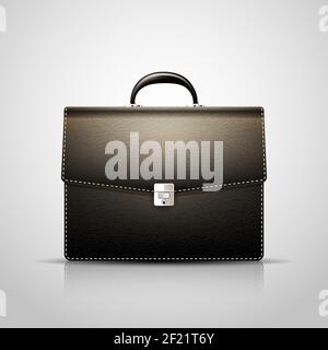 Vector Black Brief case with leather texture Stock Vector