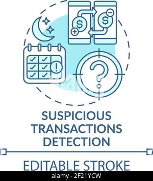 Suspicious transactions detection concept icon Stock Vector