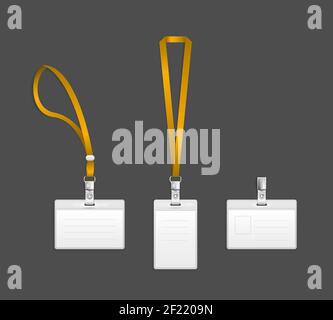 Lanyard, name tag holder end badge templates vector illustration Stock Vector