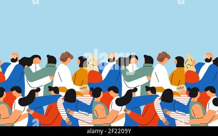Diverse couples hugging together on isolated copy space background. Colorful girlfriend and boyfriend people groups, marriage concept, dating lifestyl Stock Vector