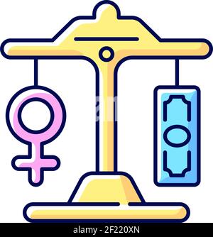 Equal pay RGB color icon Stock Vector