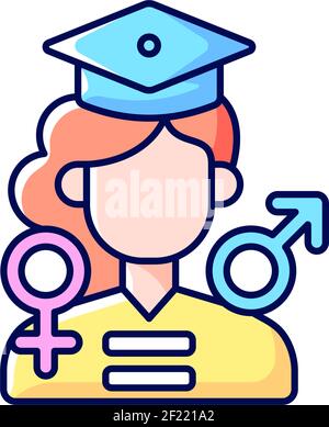 Equal education opportunities RGB color icon Stock Vector