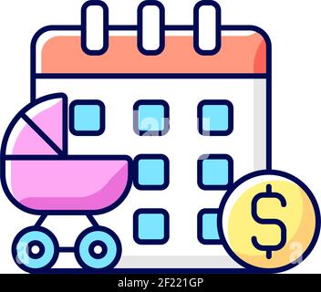 Paid maternity leave RGB color icon Stock Vector