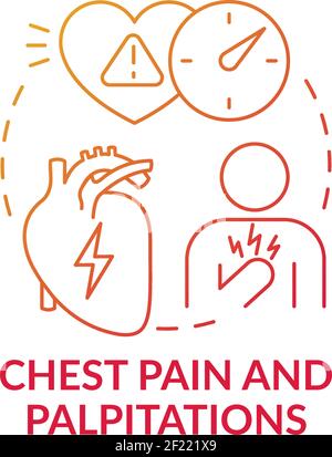 Chest pain and palpitations concept icon Stock Vector