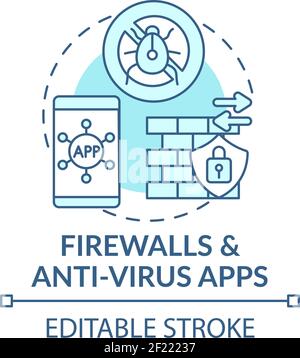 Firewall and anti-virus apps concept icon Stock Vector