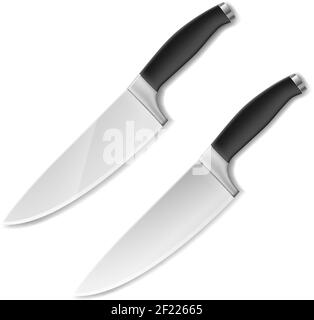 Vector Kitchen Knife with shadow isolated on white. Editable EPS and Render in JPG format Stock Vector