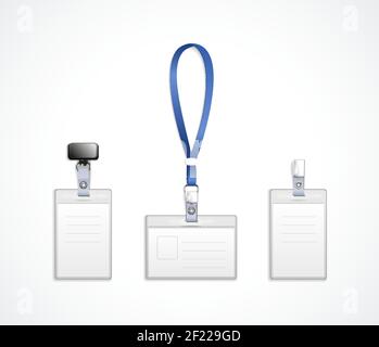 vector templates for name tag with lanyard, retractor end badge Stock Vector