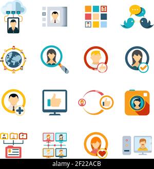 Assorted Colored Flat Special Media Icons Isolated on White Background. Stock Vector