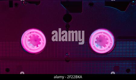 Video cassete on the color background. Retro vhs cassette tape Stock Photo