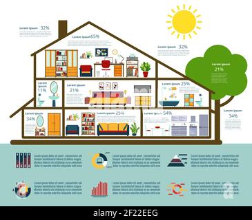 Infographics, analysis, statistics and graphs. Houses in the flat section. Vector illustration Stock Vector