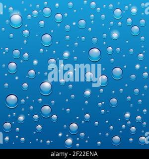 vector water drops on blue background for beautifully designed Stock Vector