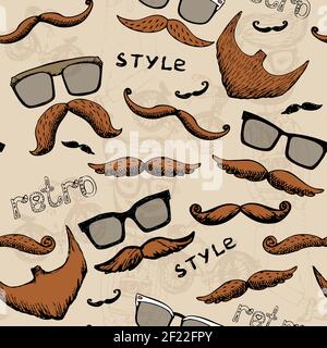 retro seamless pattern with glasses and a mustache Stock Vector