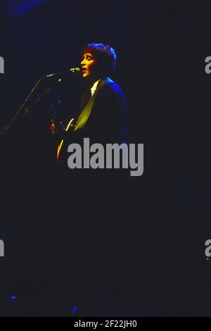 Sängerin Katharina Franck von der Band 'Rainbirds' bei einem Konzert in Hamburg, Deutschland 1989. Stock Photo